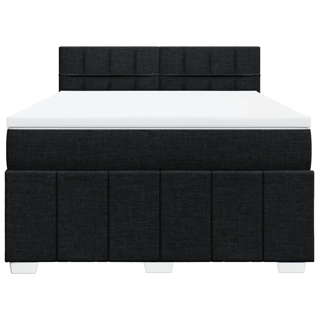 Pat box spring cu saltea, negru, 140x190 cm, textil GartenMobel Dekor