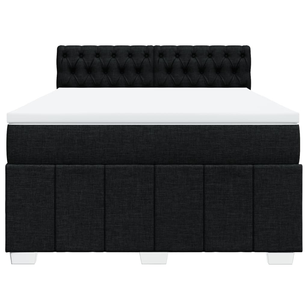 Pat box spring cu saltea, negru, 140x200 cm, textil GartenMobel Dekor