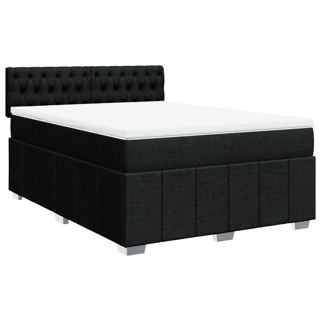 Pat box spring cu saltea, negru, 140x200 cm, textil GartenMobel Dekor