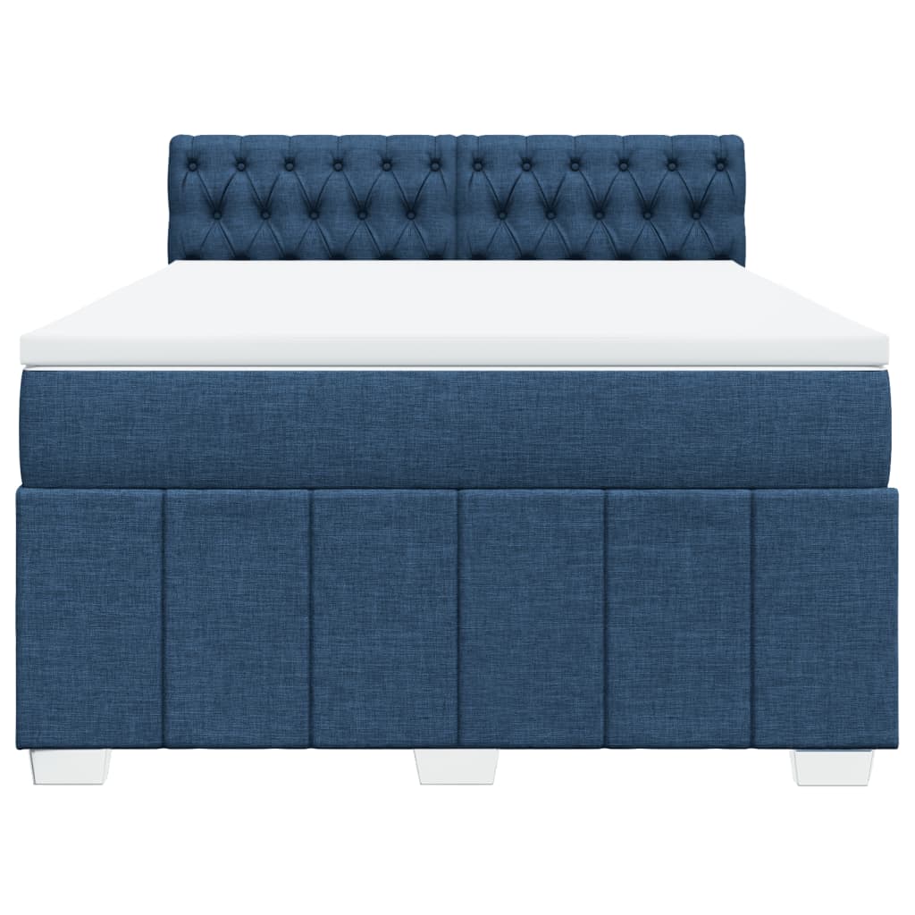 Pat continental cu saltea, albastru, 140x200cm, material textil GartenMobel Dekor