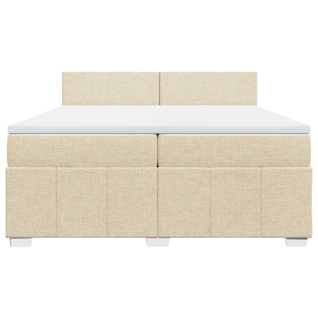 Pat box spring cu saltea, crem, 200x200 cm, textil GartenMobel Dekor