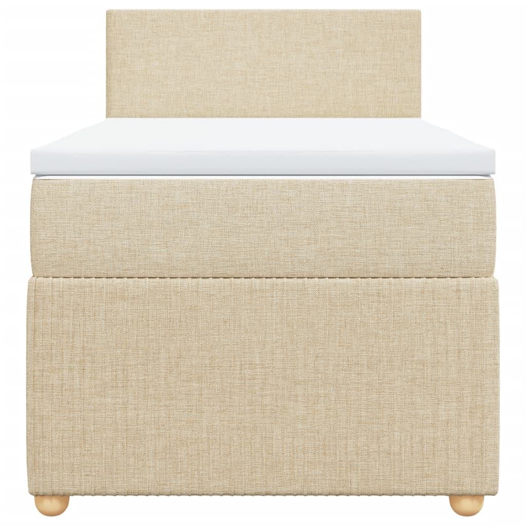 Pat box spring cu saltea, crem, 90x190 cm, textil GartenMobel Dekor