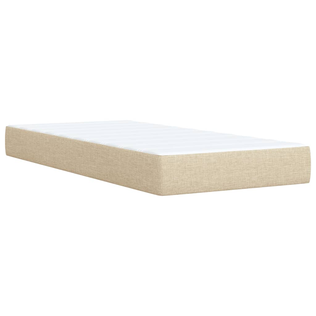 Pat box spring cu saltea, crem, 90x190 cm, textil GartenMobel Dekor