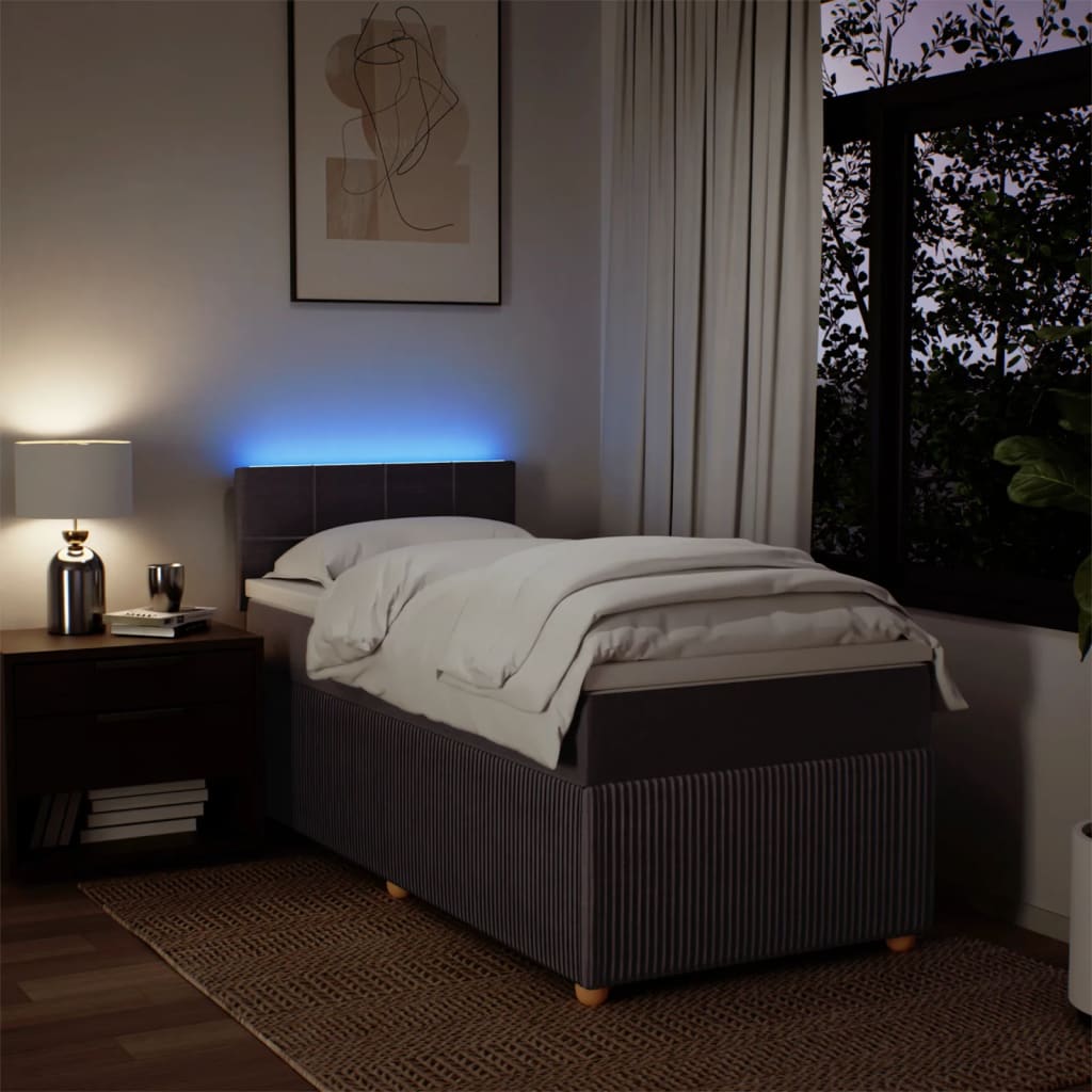 Pat box spring cu saltea, maro închis, 90x190 cm, textil GartenMobel Dekor