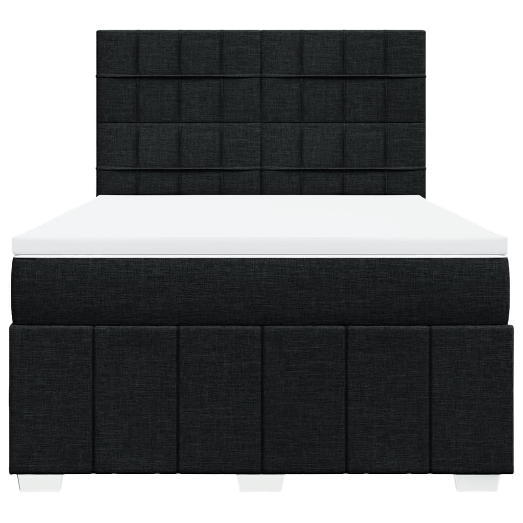 Pat box spring cu saltea, negru, 140x190 cm, textil GartenMobel Dekor