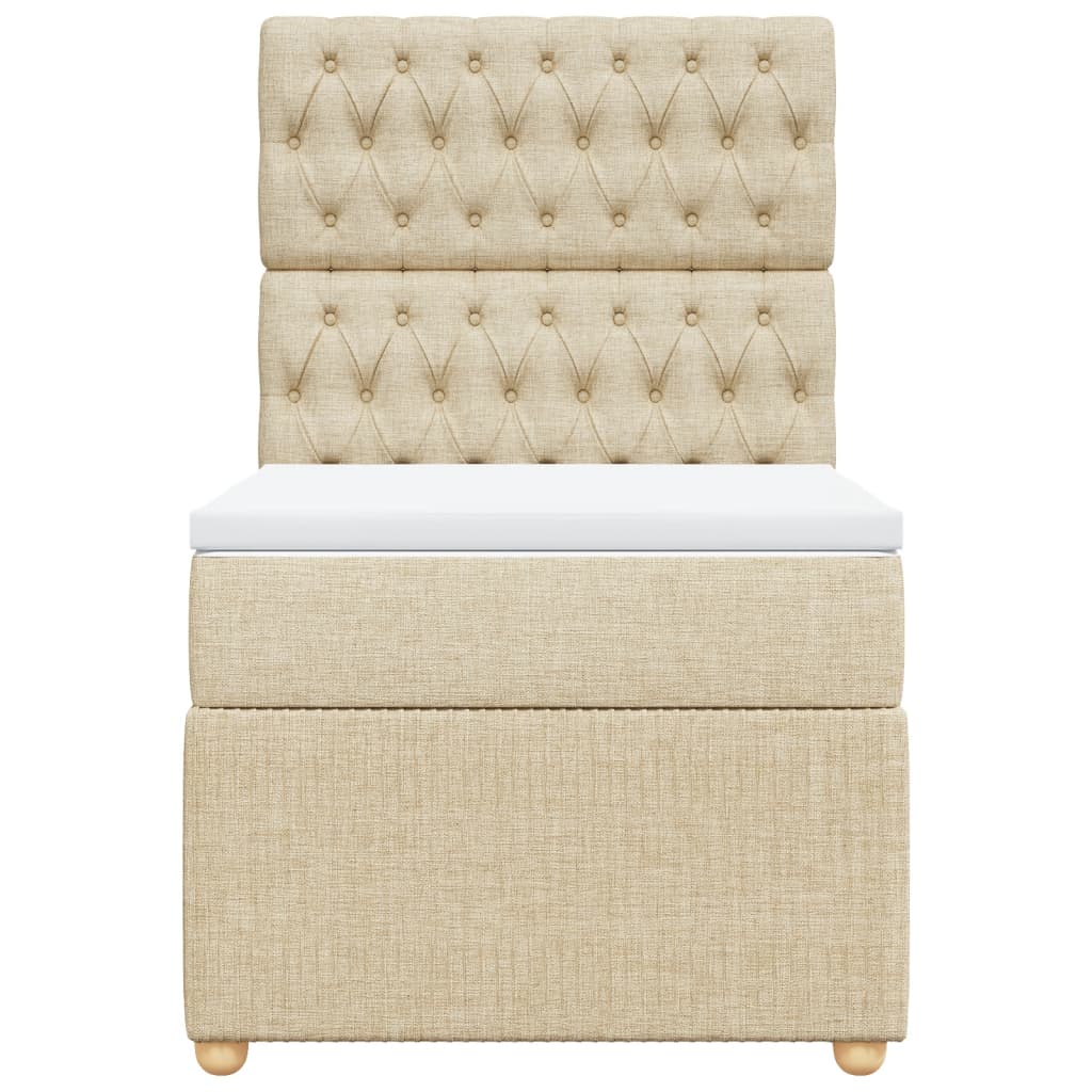 Pat box spring cu saltea, crem, 90x190 cm, textil GartenMobel Dekor