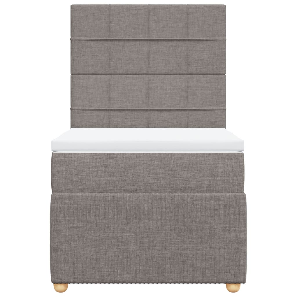 Pat box spring cu saltea, gri taupe, 90x190 cm, textil GartenMobel Dekor
