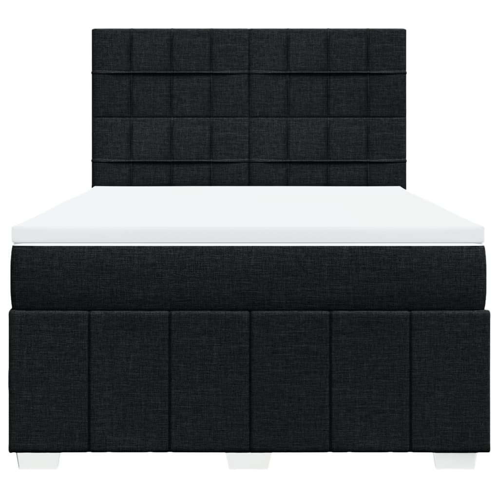 Pat box spring cu saltea, negru, 140x190 cm, textil GartenMobel Dekor