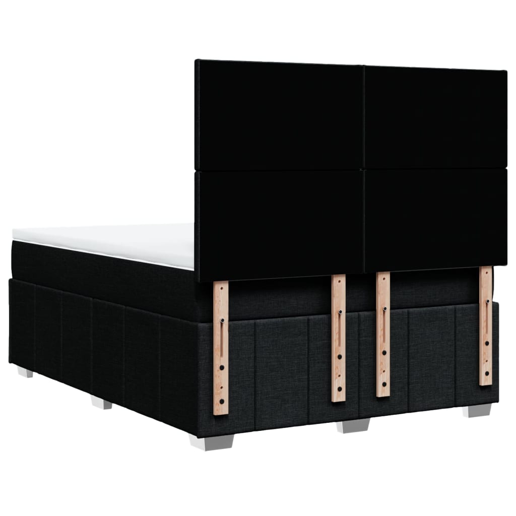 Pat box spring cu saltea, negru, 140x190 cm, textil GartenMobel Dekor