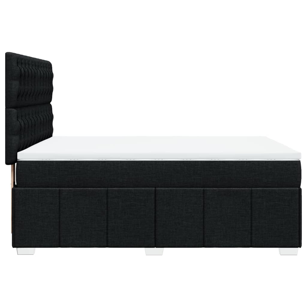 Pat box spring cu saltea, negru, 140x190 cm, textil GartenMobel Dekor