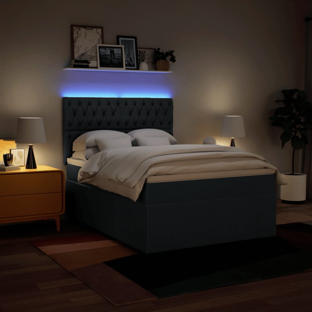 Pat continental cu saltea, albastru, 140x200cm, material textil GartenMobel Dekor