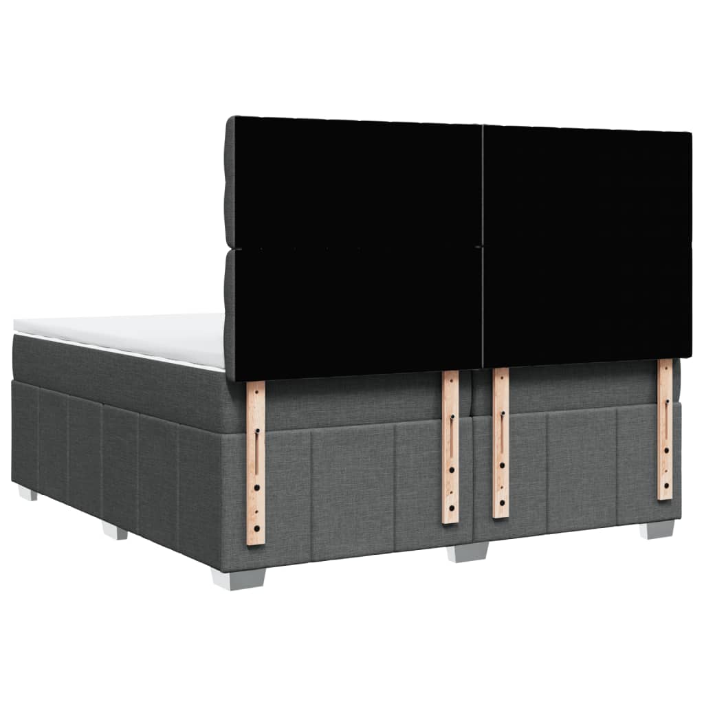 Pat box spring cu saltea, gri închis, 200x200 cm, textil GartenMobel Dekor