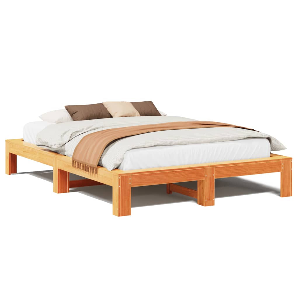 Cadru de pat fără saltea, maro ceruit 140x200 cm lemn masiv pin GartenMobel Dekor