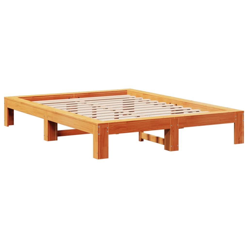 Cadru de pat fără saltea, maro ceruit 140x200 cm lemn masiv pin GartenMobel Dekor