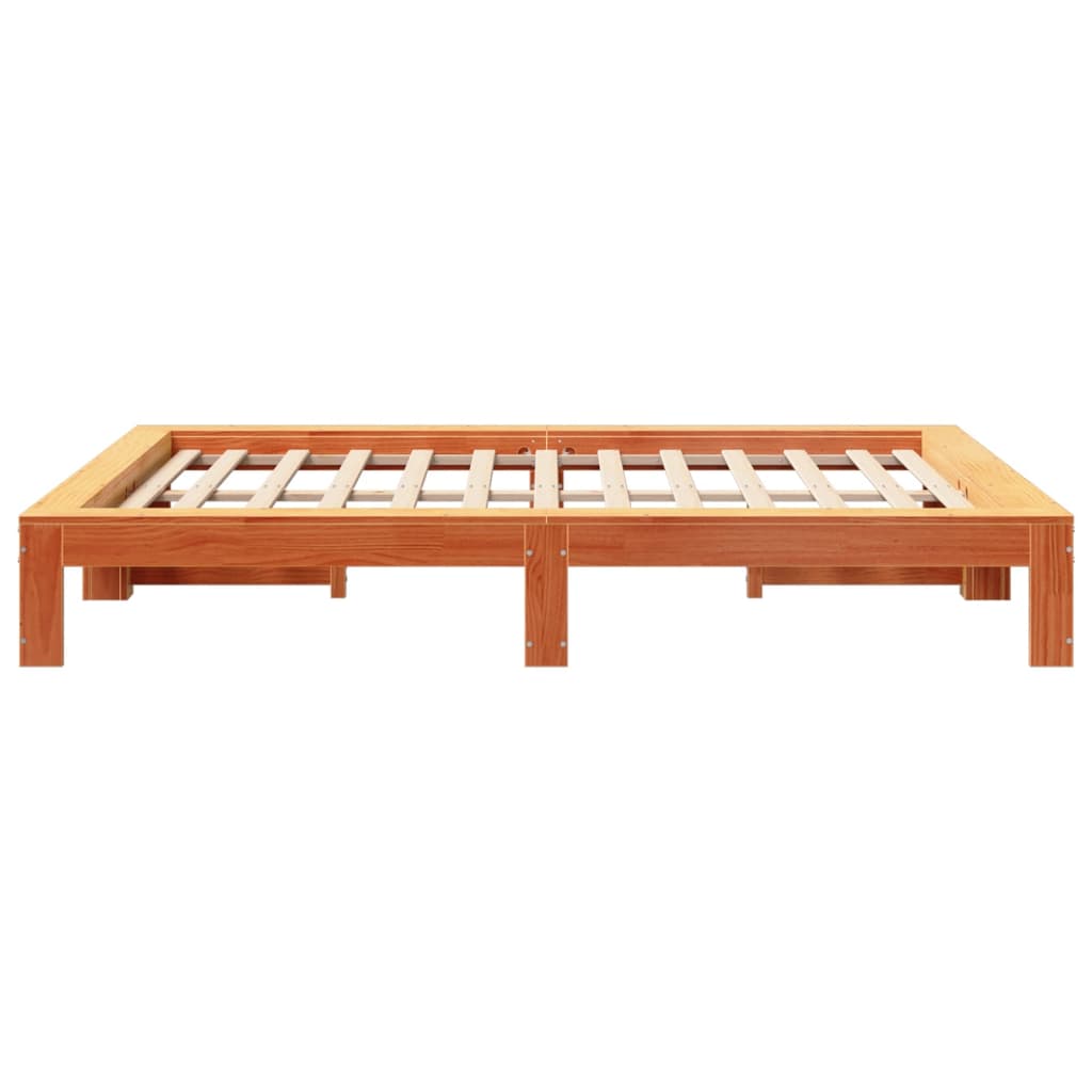 Cadru de pat fără saltea, maro ceruit 150x200 cm lemn masiv pin GartenMobel Dekor