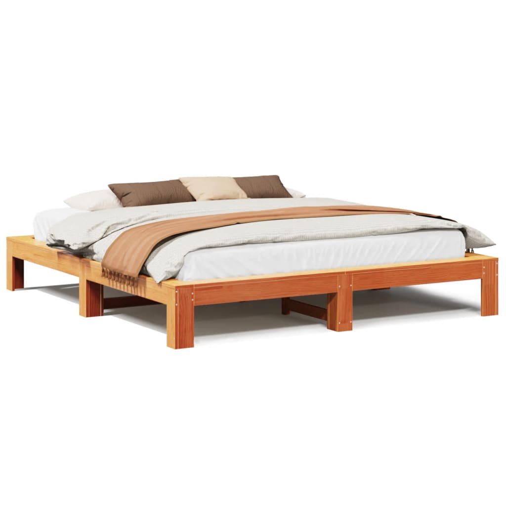 Cadru de pat fără saltea, maro ceruit 200x200 cm lemn masiv pin GartenMobel Dekor