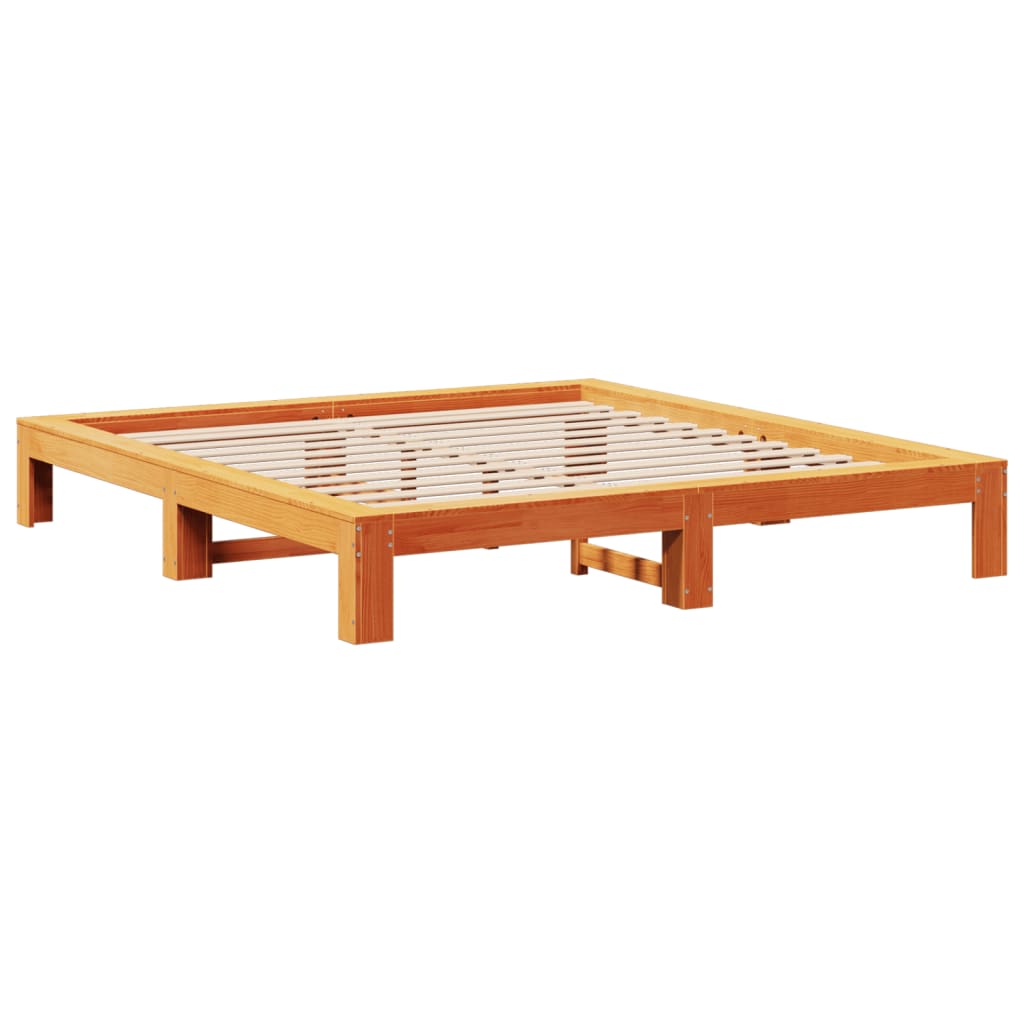 Cadru de pat fără saltea, maro ceruit 200x200 cm lemn masiv pin GartenMobel Dekor