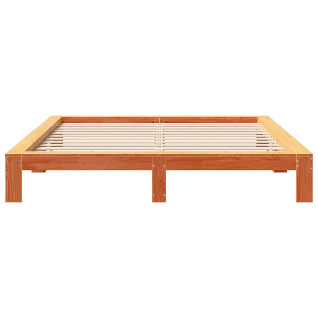 Cadru de pat fără saltea, maro ceruit 200x200 cm lemn masiv pin GartenMobel Dekor