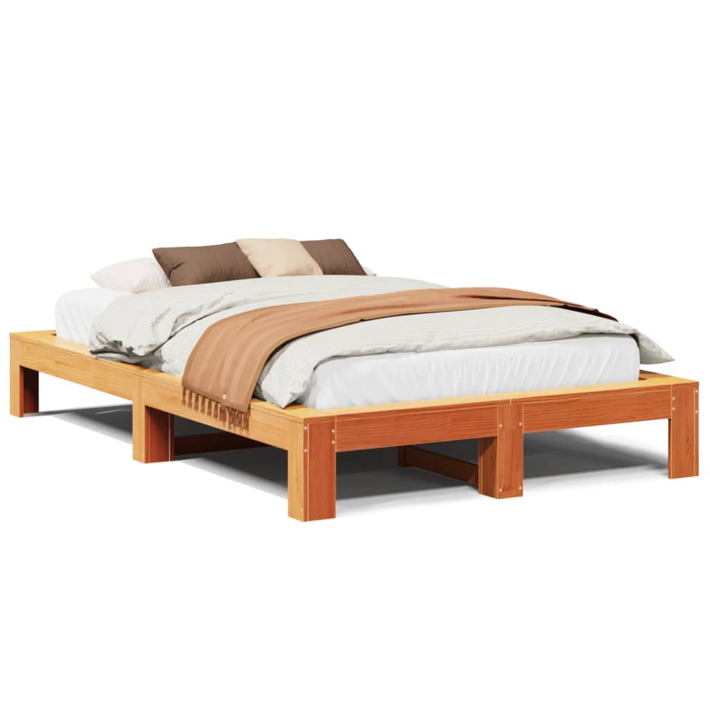 Cadru pat fără saltea, maro ceruit, 120x190 cm, lemn masiv pin GartenMobel Dekor