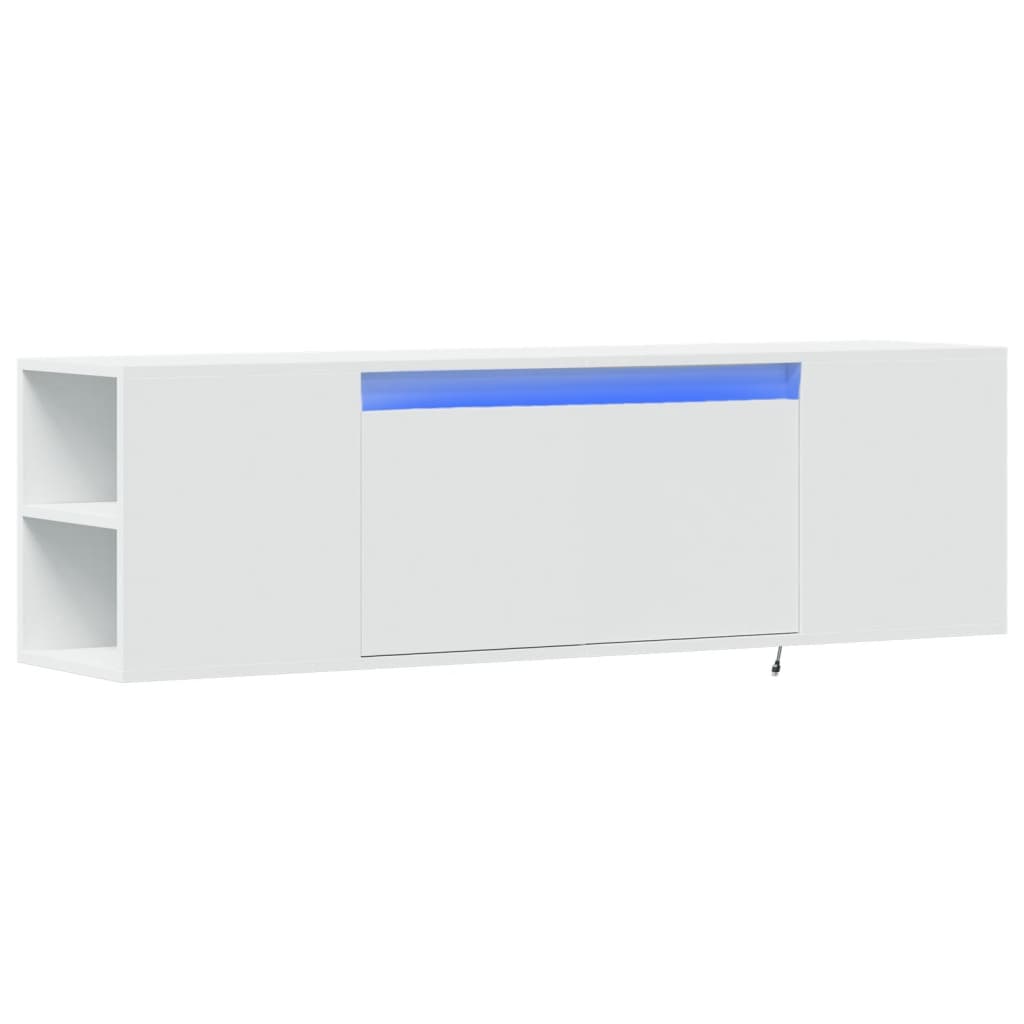 Dulap TV de perete cu lumini LED, alb, 135x31x39,5 cm GartenMobel Dekor