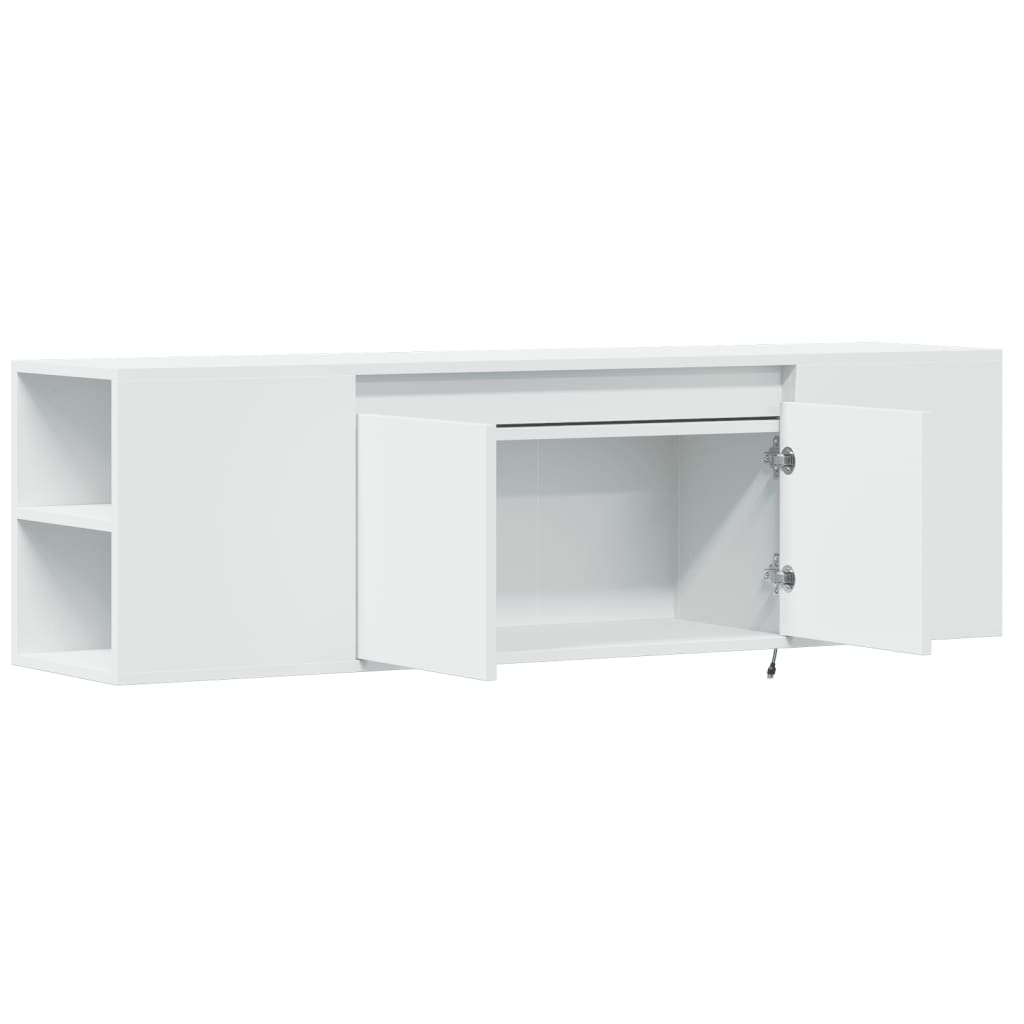 Dulap TV de perete cu lumini LED, alb, 135x31x39,5 cm GartenMobel Dekor