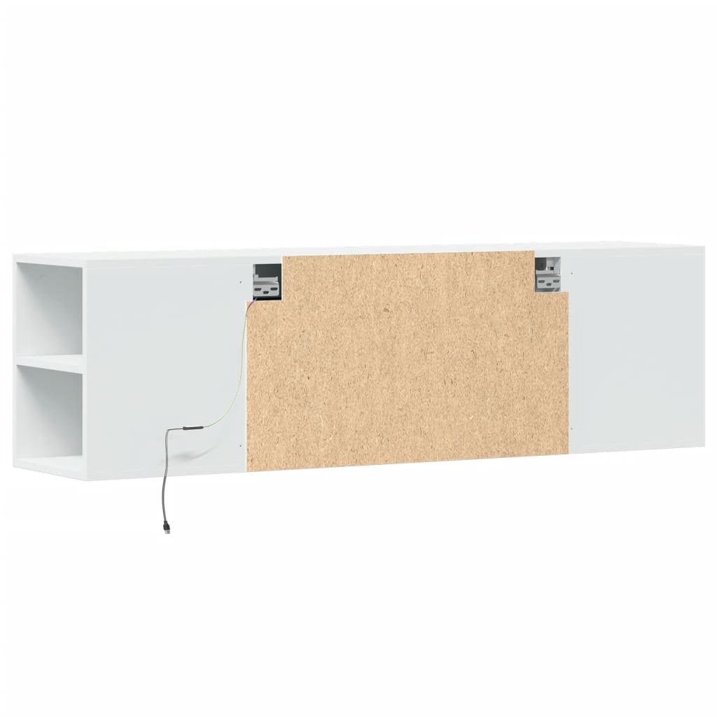 Dulap TV de perete cu lumini LED, alb, 135x31x39,5 cm GartenMobel Dekor