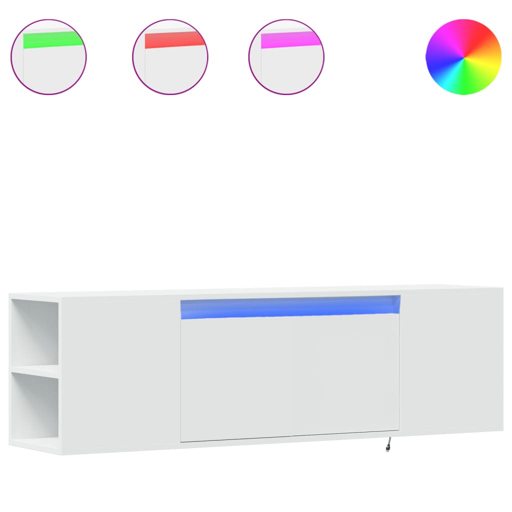 Dulap TV de perete cu lumini LED, alb, 135x31x39,5 cm GartenMobel Dekor