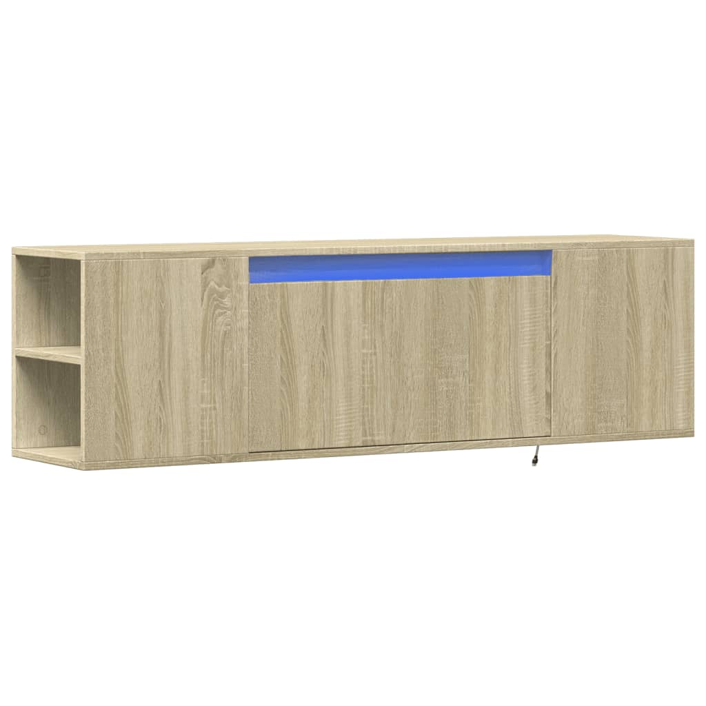 Dulap TV de perete cu lumini LED, stejar sonoma, 135x31x39,5 cm GartenMobel Dekor