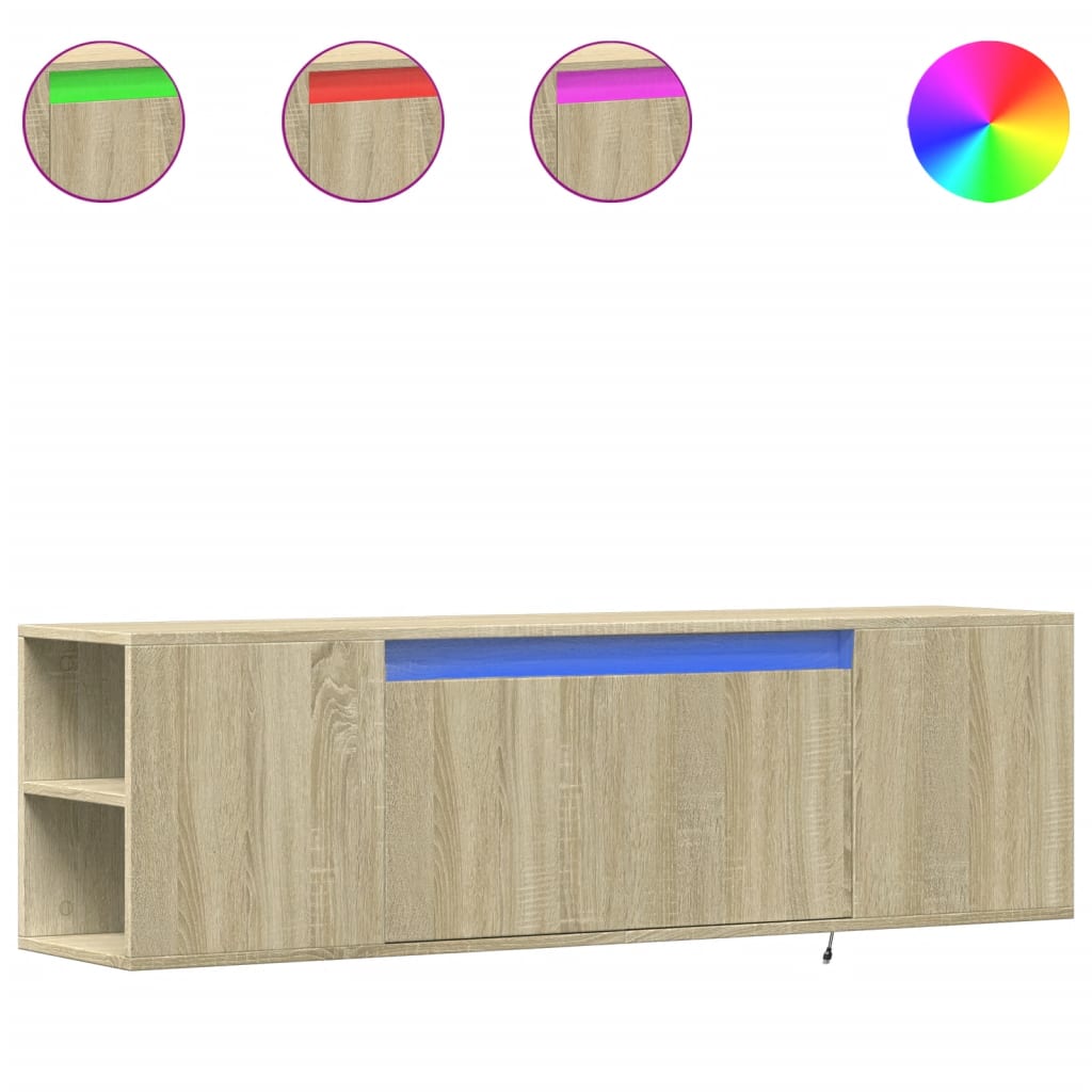 Dulap TV de perete cu lumini LED, stejar sonoma, 135x31x39,5 cm GartenMobel Dekor