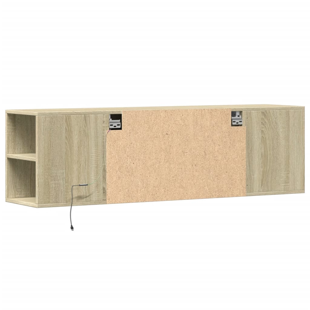 Dulap TV de perete cu lumini LED, stejar sonoma, 135x31x39,5 cm GartenMobel Dekor