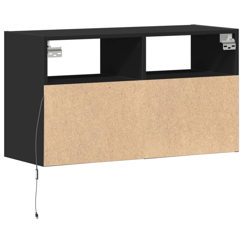 Dulap TV de perete cu lumini LED negru 80x31x45 cm GartenMobel Dekor