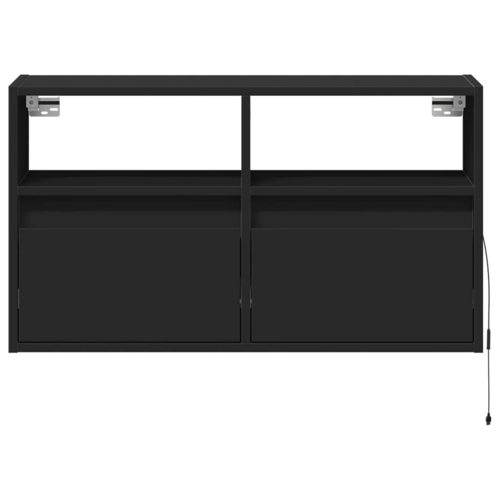 Dulap TV de perete cu lumini LED negru 80x31x45 cm GartenMobel Dekor
