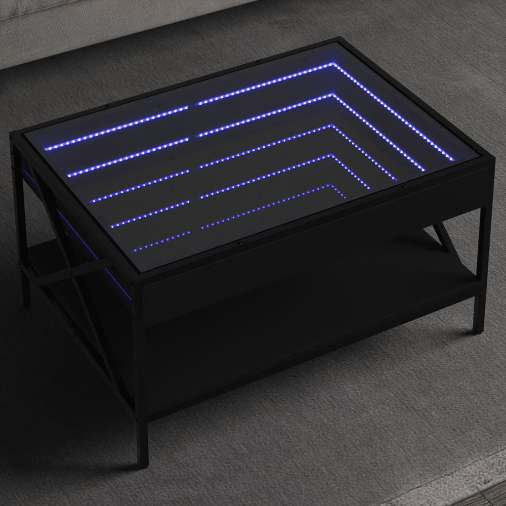 Măsuță de cafea cu LED infinity, negru, 70x50x38 cm GartenMobel Dekor