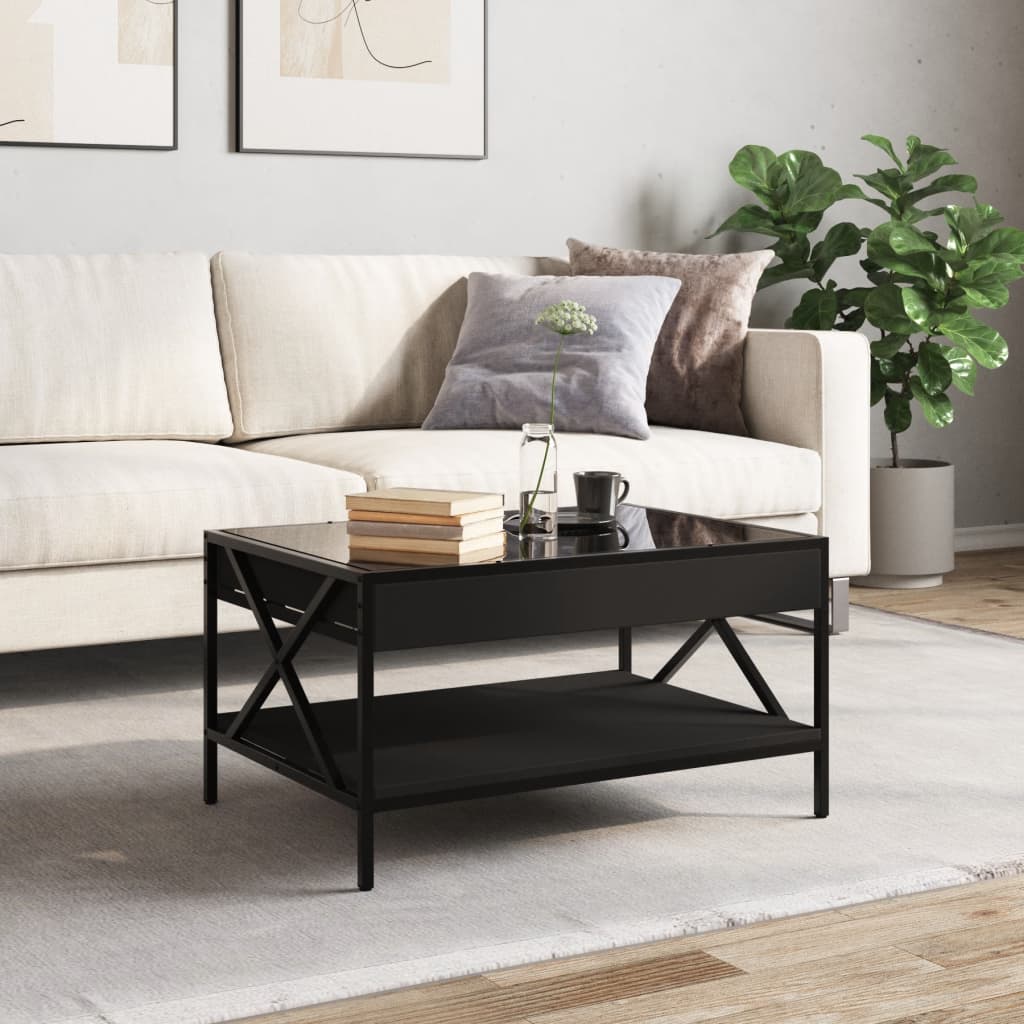 Măsuță de cafea cu LED infinity, negru, 70x50x38 cm GartenMobel Dekor