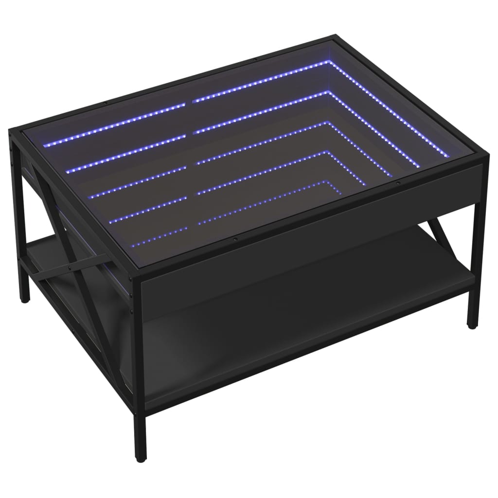 Măsuță de cafea cu LED infinity, negru, 70x50x38 cm GartenMobel Dekor