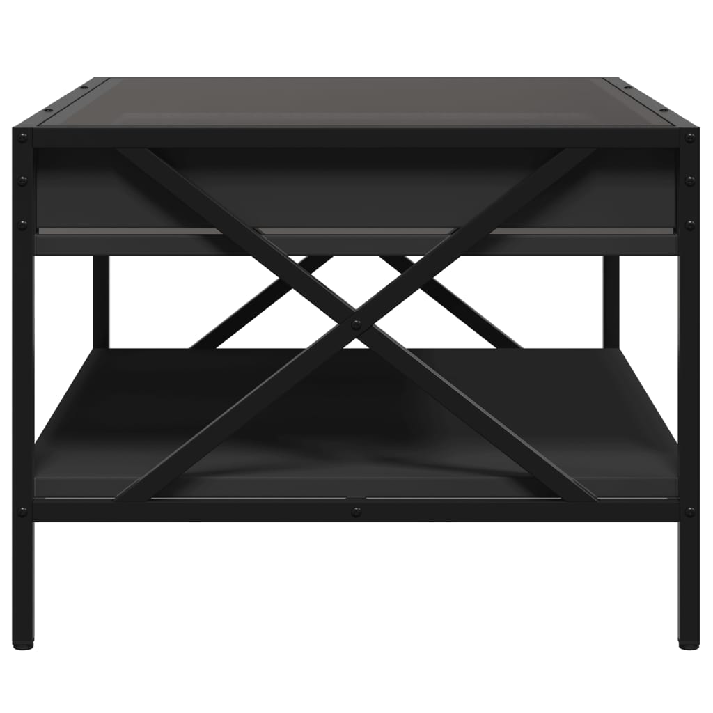 Măsuță de cafea cu LED infinity, negru, 70x50x38 cm GartenMobel Dekor