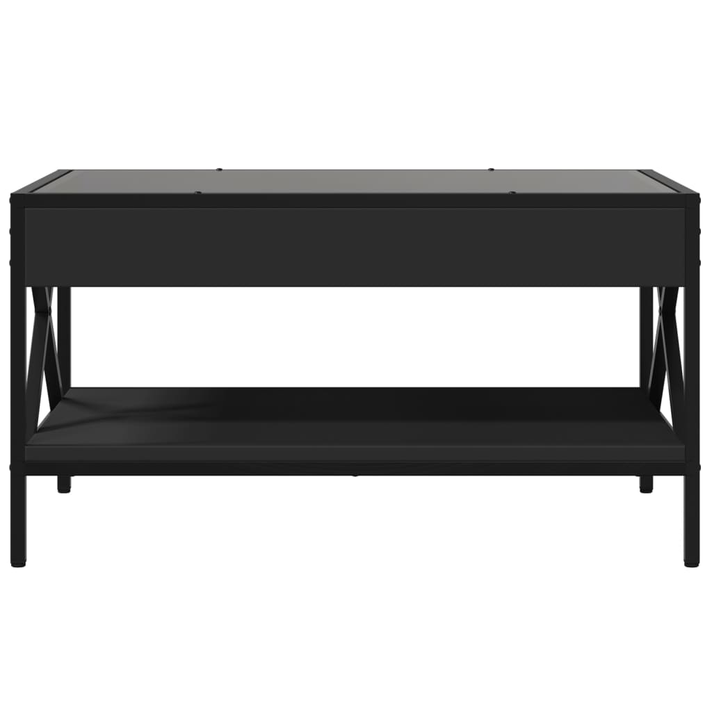 Măsuță de cafea cu LED infinity, negru, 70x50x38 cm GartenMobel Dekor