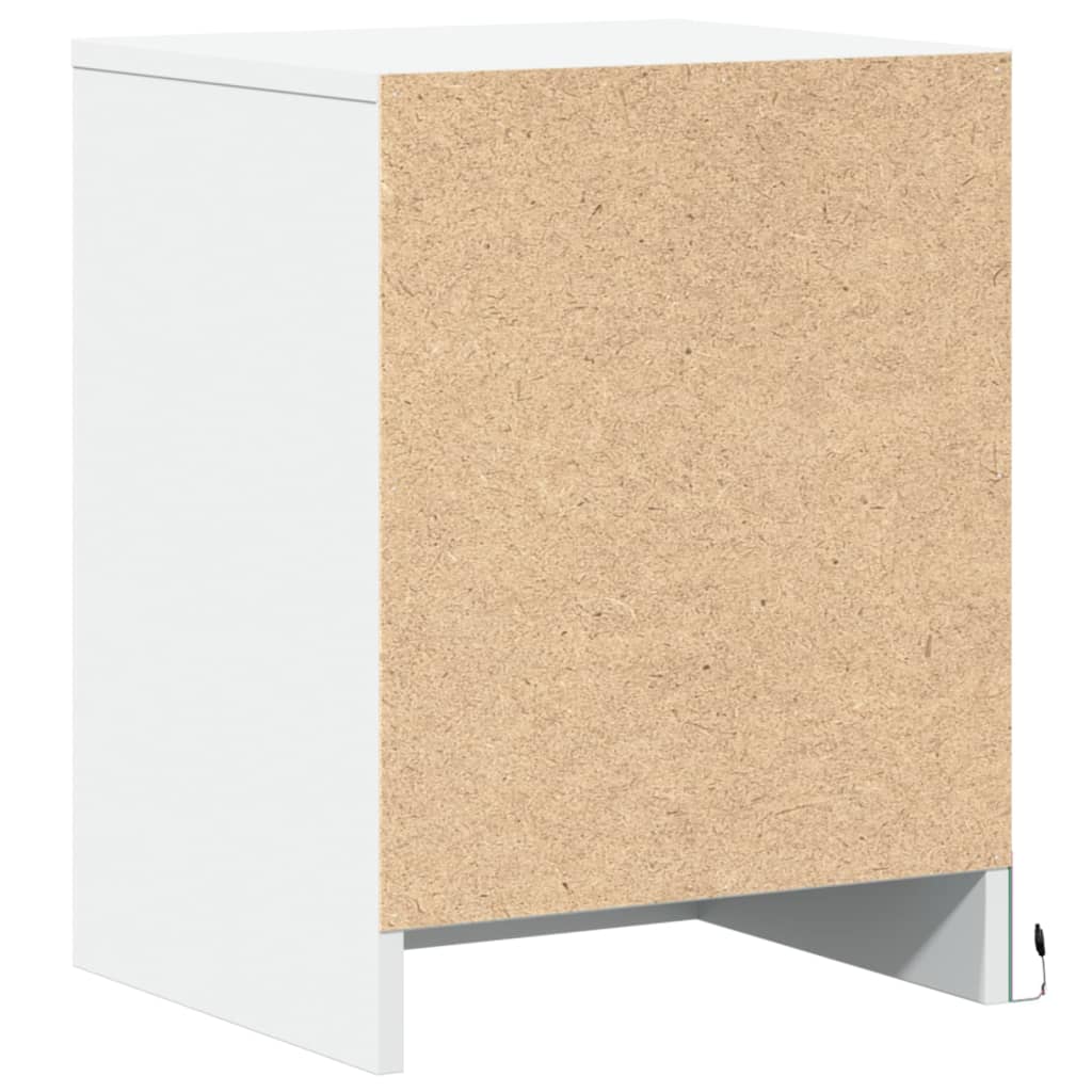 Noptieră cu lumini LED, alb, lemn prelucrat GartenMobel Dekor