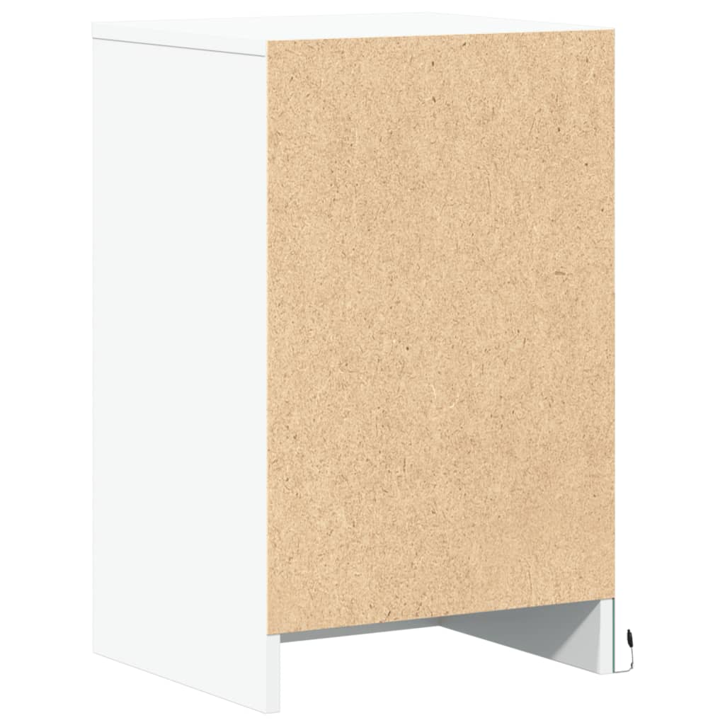 Noptieră cu lumini LED, alb, lemn prelucrat GartenMobel Dekor