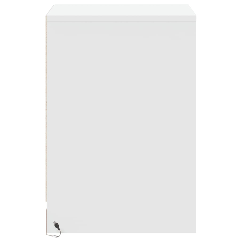 Noptiere cu lumini LED, 2 buc., alb, lemn prelucrat GartenMobel Dekor