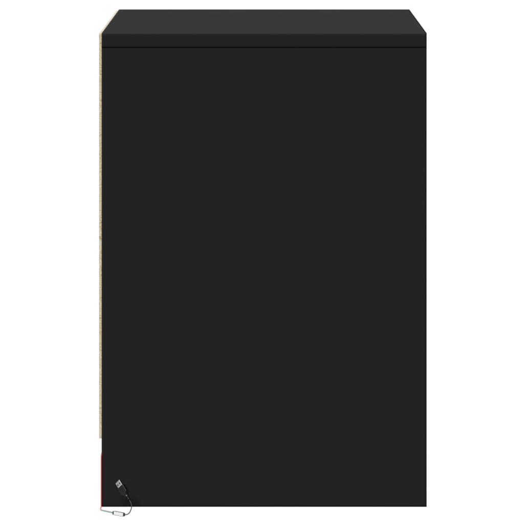 Noptiere cu lumini LED, 2 buc., negru, lemn prelucrat GartenMobel Dekor