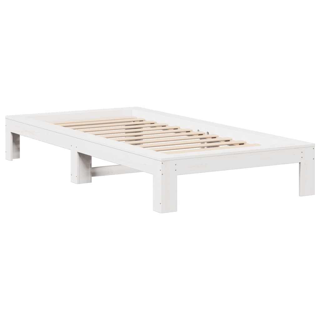 Cadru de pat fără saltea, alb, 90x200 cm, lemn masiv pin GartenMobel Dekor