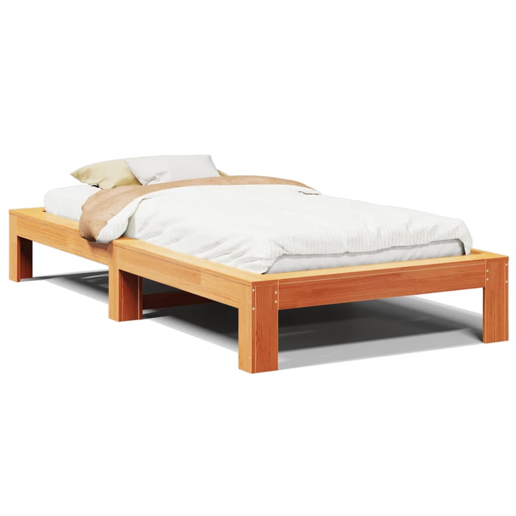 Cadru pat fără saltea, maro ceruit, 100x200 cm, lemn masiv pin GartenMobel Dekor