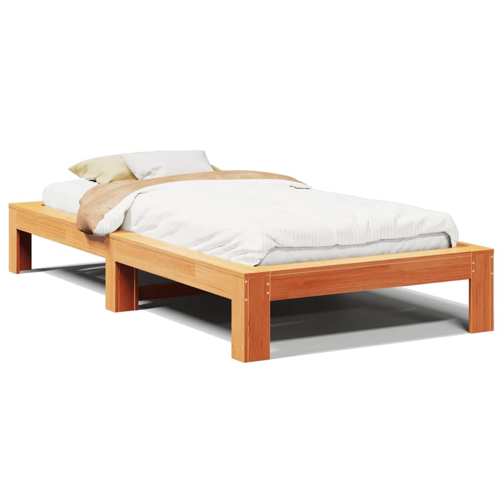Cadru pat fără saltea, maro ceruit, 90x190 cm, lemn masiv pin GartenMobel Dekor