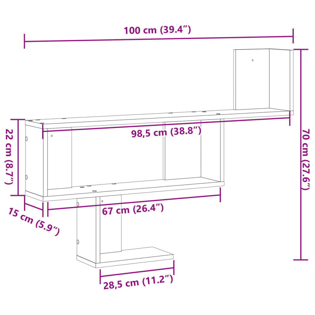Raft de perete, alb, 100x15x70 cm, lemn prelucrat GartenMobel Dekor