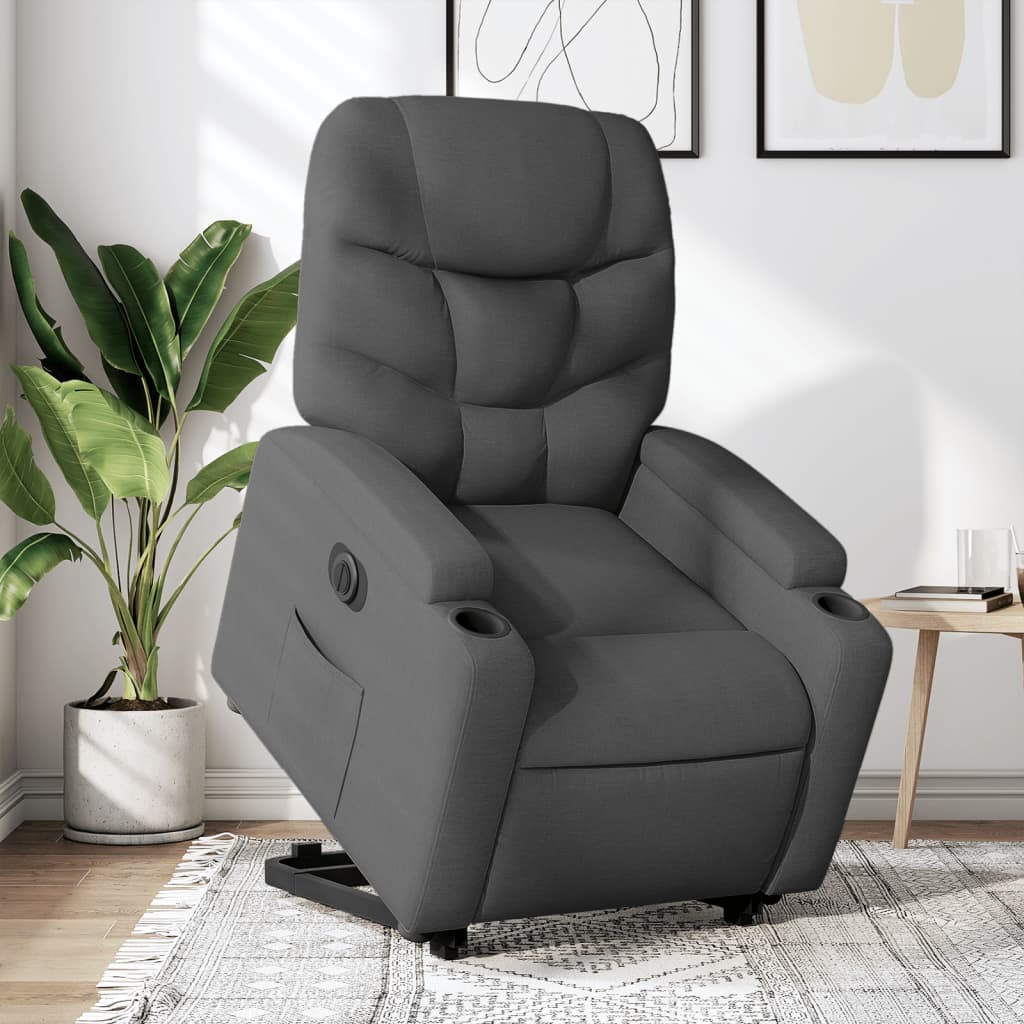 Fotoliu electric rabatabil cu ridicare, gri închis, textil GartenMobel Dekor