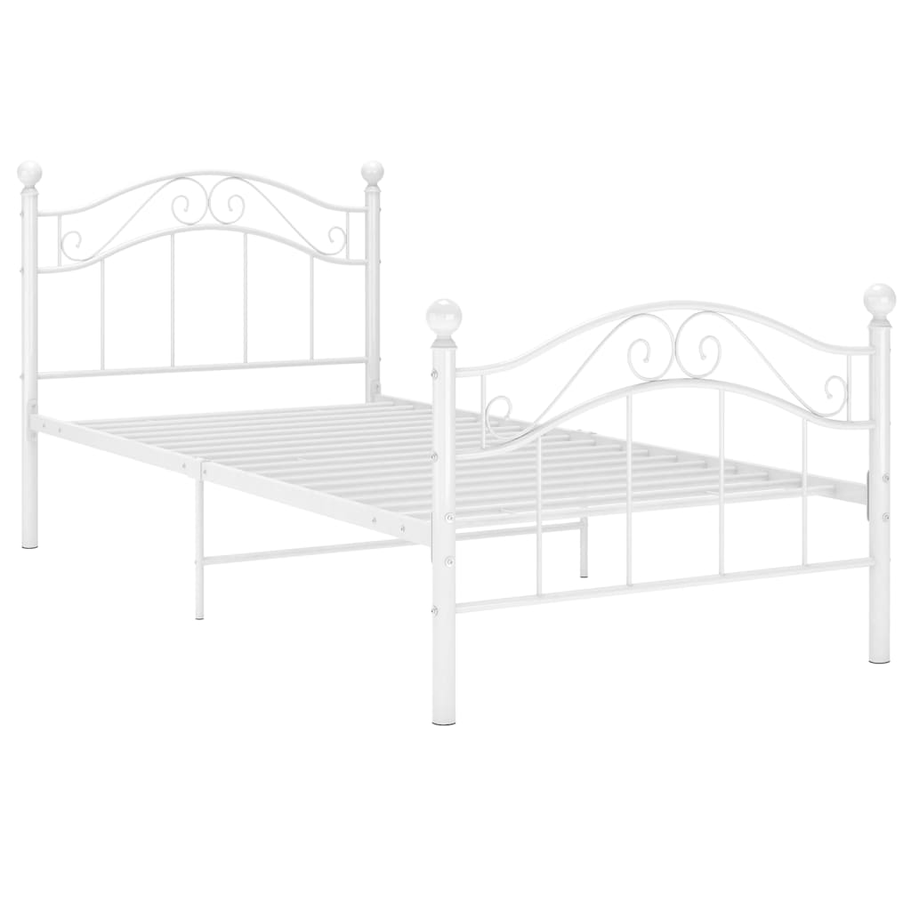 Cadru de pat, alb, 100x200 cm, metal GartenMobel Dekor