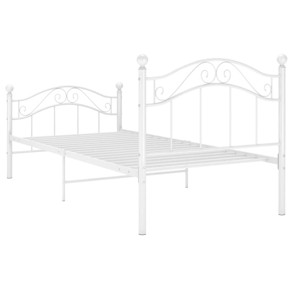 Cadru de pat, alb, 100x200 cm, metal GartenMobel Dekor