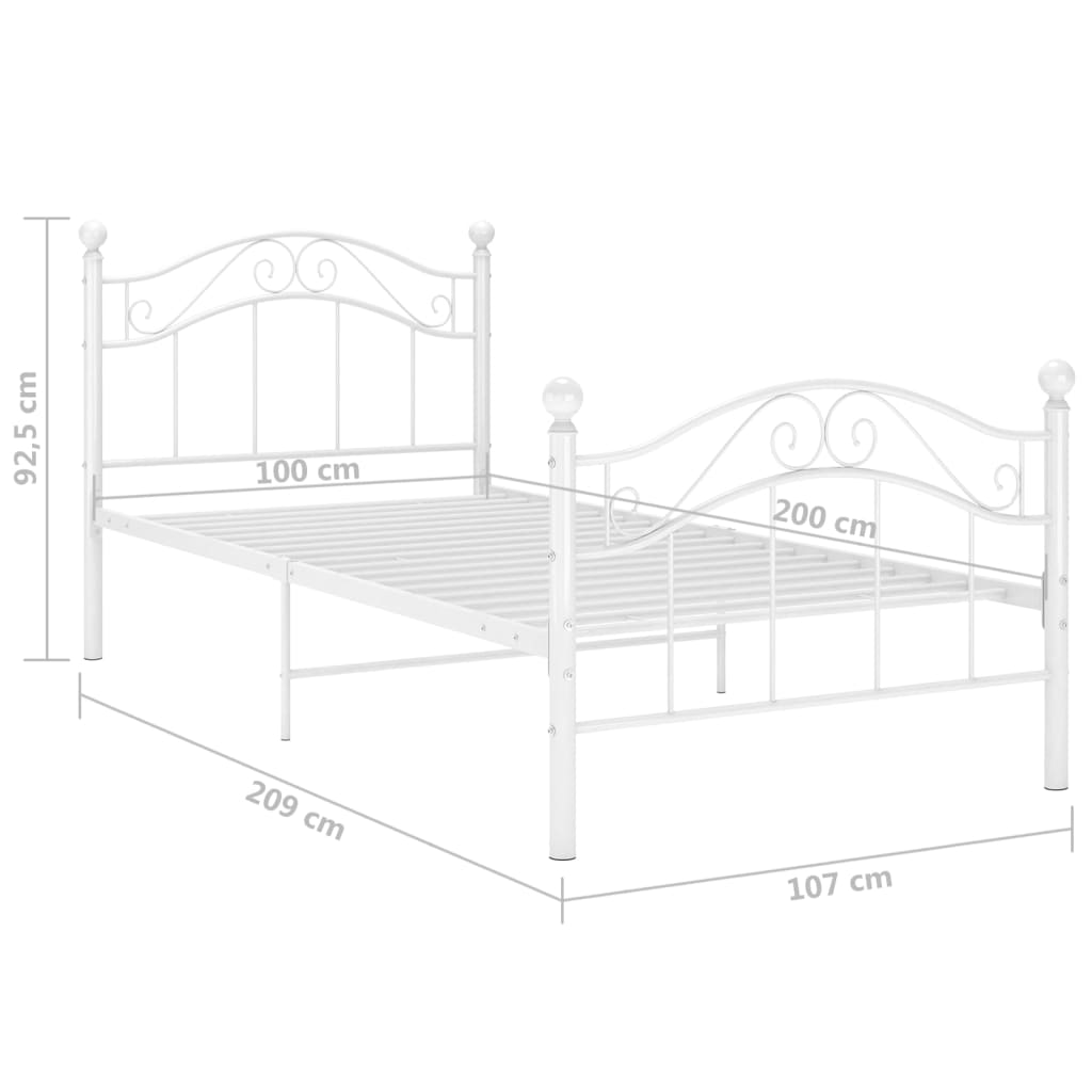 Cadru de pat, alb, 100x200 cm, metal GartenMobel Dekor