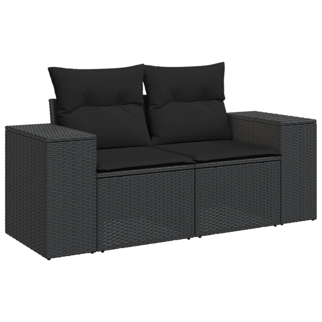 Set canapele de grădină cu perne, 10 piese, negru, poliratan GartenMobel Dekor